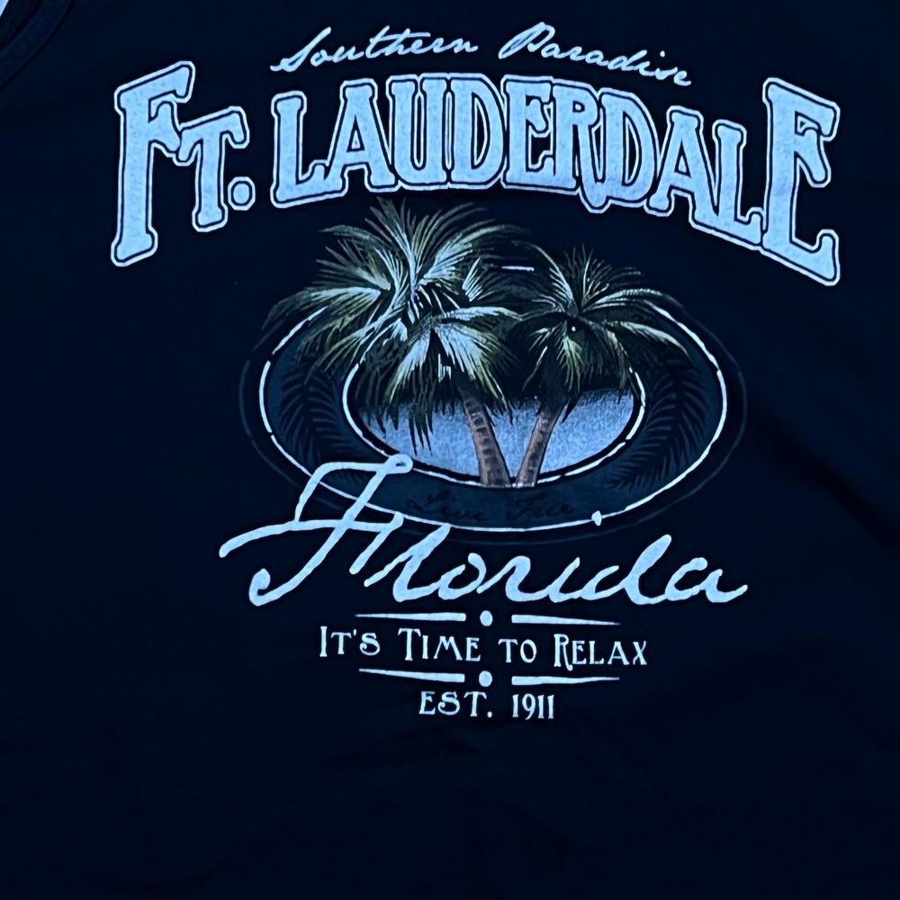 Ft Lauderdale Florida Graphic Southern Paradise Gildan Tank Top Mens Large Black